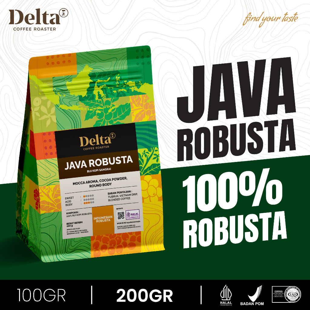 Jual Delta Coffee - Java Robusta Medium to Dark Roast 1 kg | Shopee ...