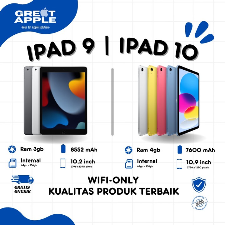 iPad Gen  9 10.2 inch | iPad gen 10 10.9 inch Gen 10th 2021 Wifi | 256GB 64GB Se