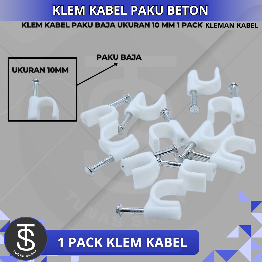 Jual KLEM KABEL PAKU BETON UKURAN 10 MM 1 PACK / Klem Kabel Paku Beton ...