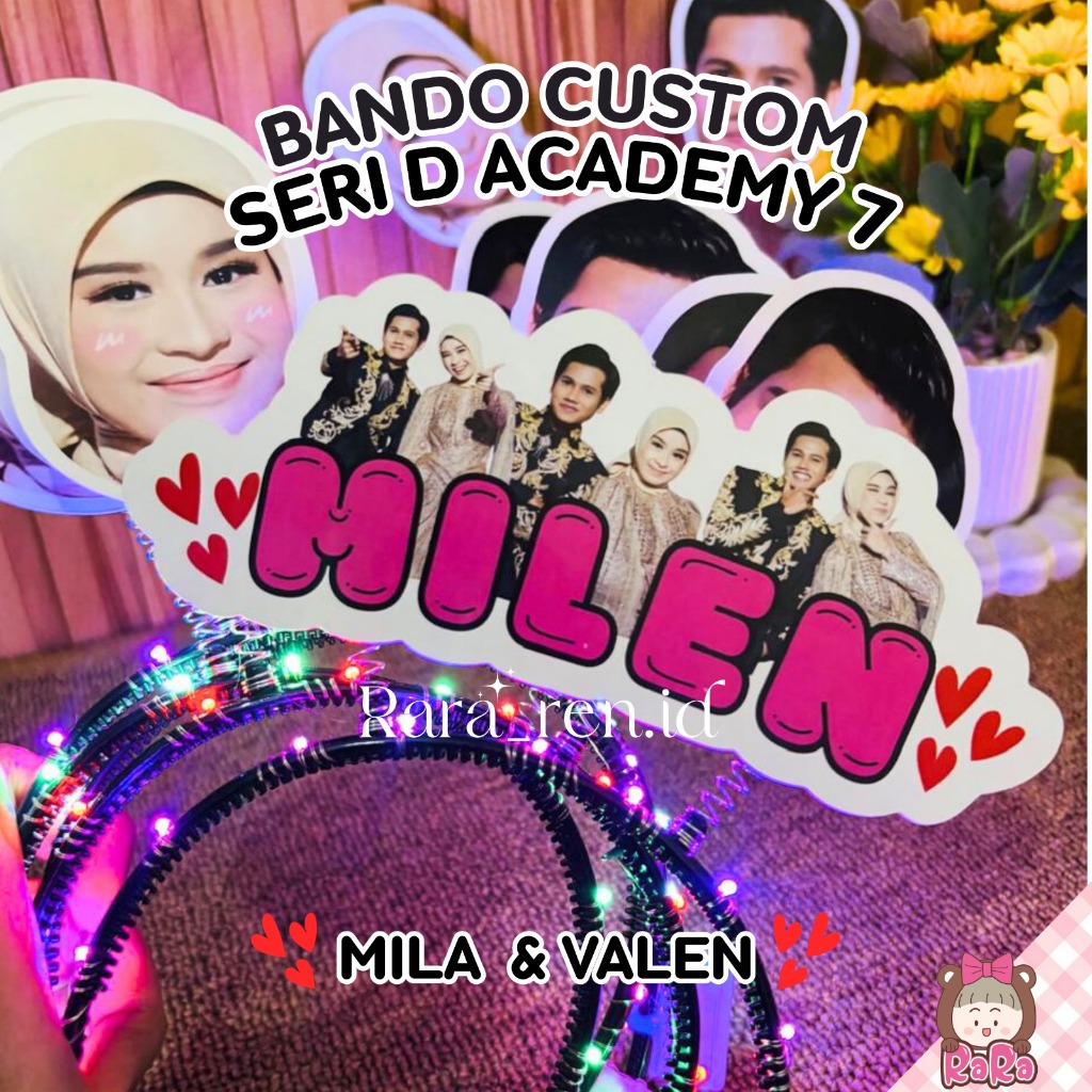 Jual Custom Bando Tuing-Tuing Muka Milen Mila Valen D'Academy 7 Tulisan ...