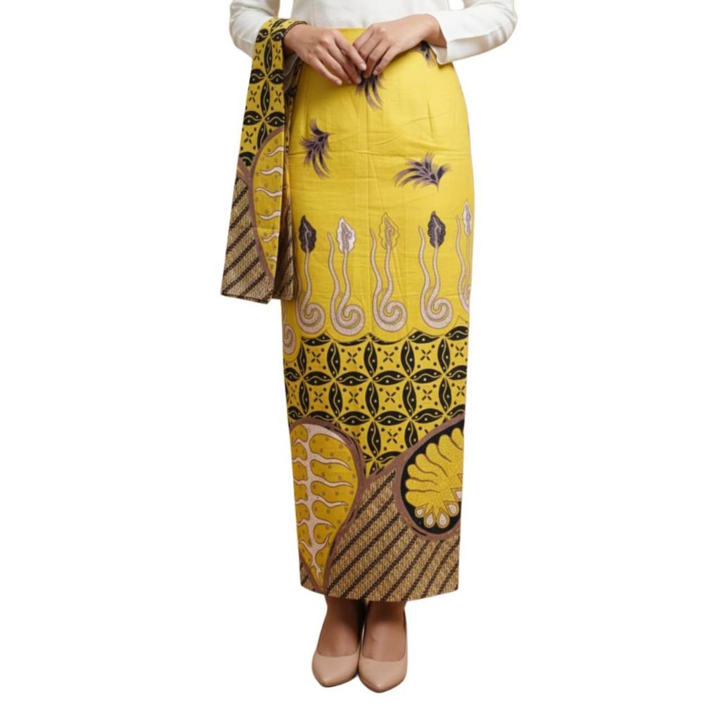 Jual Batik Papaku Rok Span Batik FURING (FREE Selendang) Kuning Lemon ...