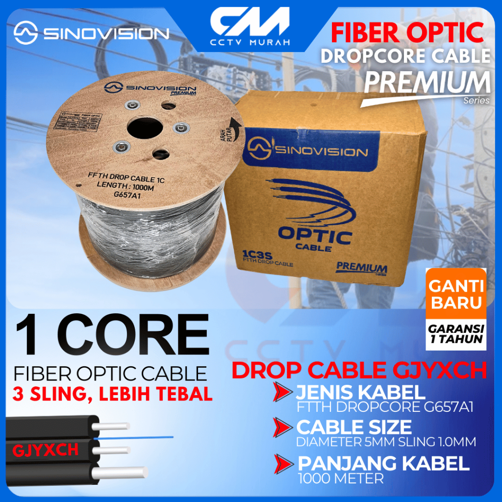 Jual Kabel Dropcore 1 Core 3 Seling Sinovision dropcore Fiber Optik ...