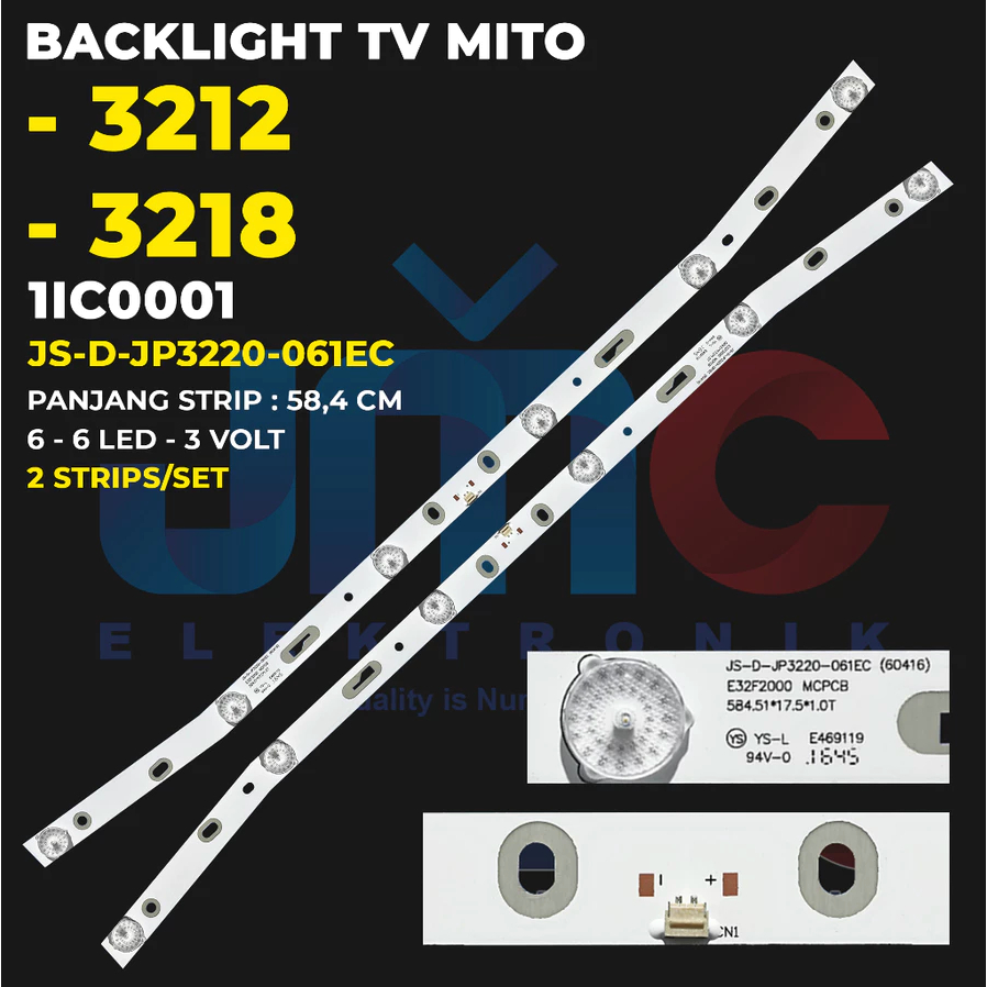 Jual BACKLIGHT TV LED MITO 32 INCH 3212 3218 LAMPU BL 32 IN 6K 6V ...