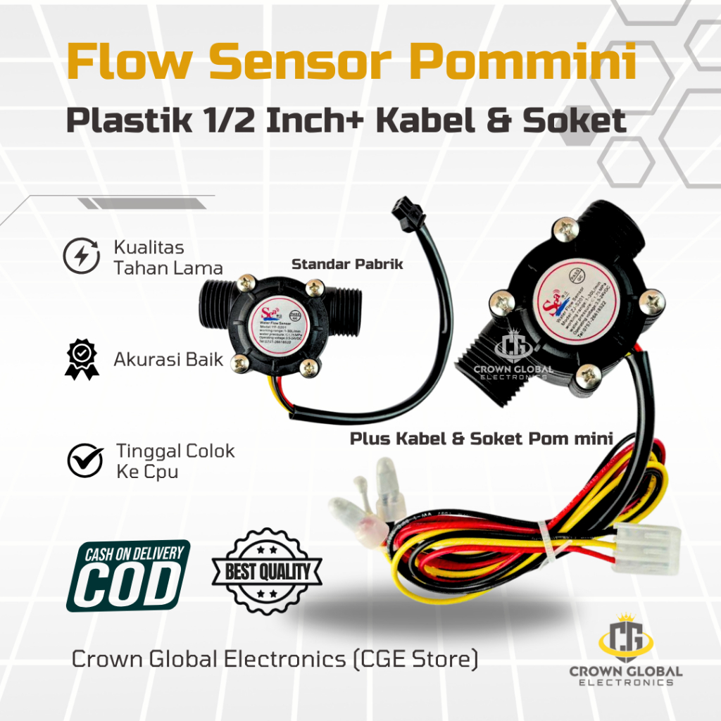 Jual CGE STORE - Flow Sensor Pom Mini Pertamini 1/2 Plastik + Kabel ...
