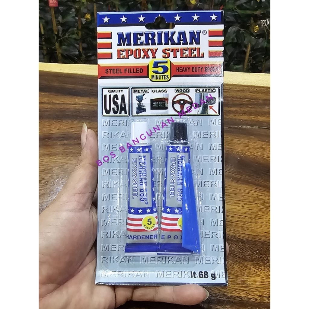 Jual Lem Merikan Epoxy Steel Serbaguna untuk kayu, besi, plastik dan ...