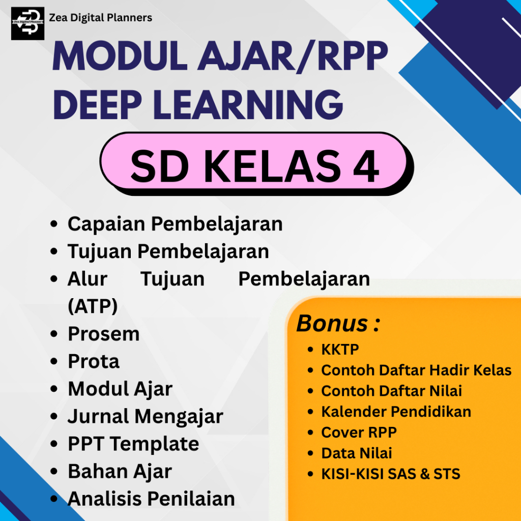 Jual Modul Ajar dan RPP Pembelajaran Mendalam | Deep Learning | Kelas 4 ...