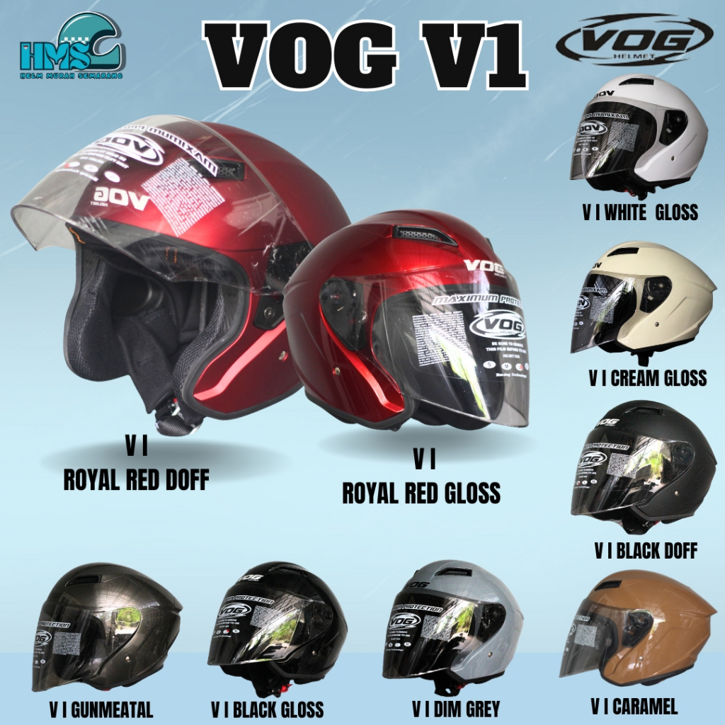 Jual HELM VOG V1 HALF FACE INOVASI TERBARU - SOLID WARNA TERLENGKAP ...