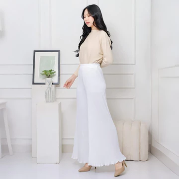 Celana Kulot Plisket Wavy Celana Kulot Flowy Pleated Cullote Pants Kulot Big Size