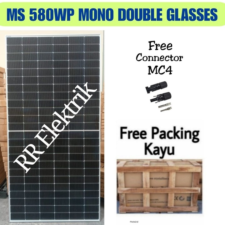 Solar Panel Maysun 580Wp Mono Double Glases Solar Cell Panel Surya
