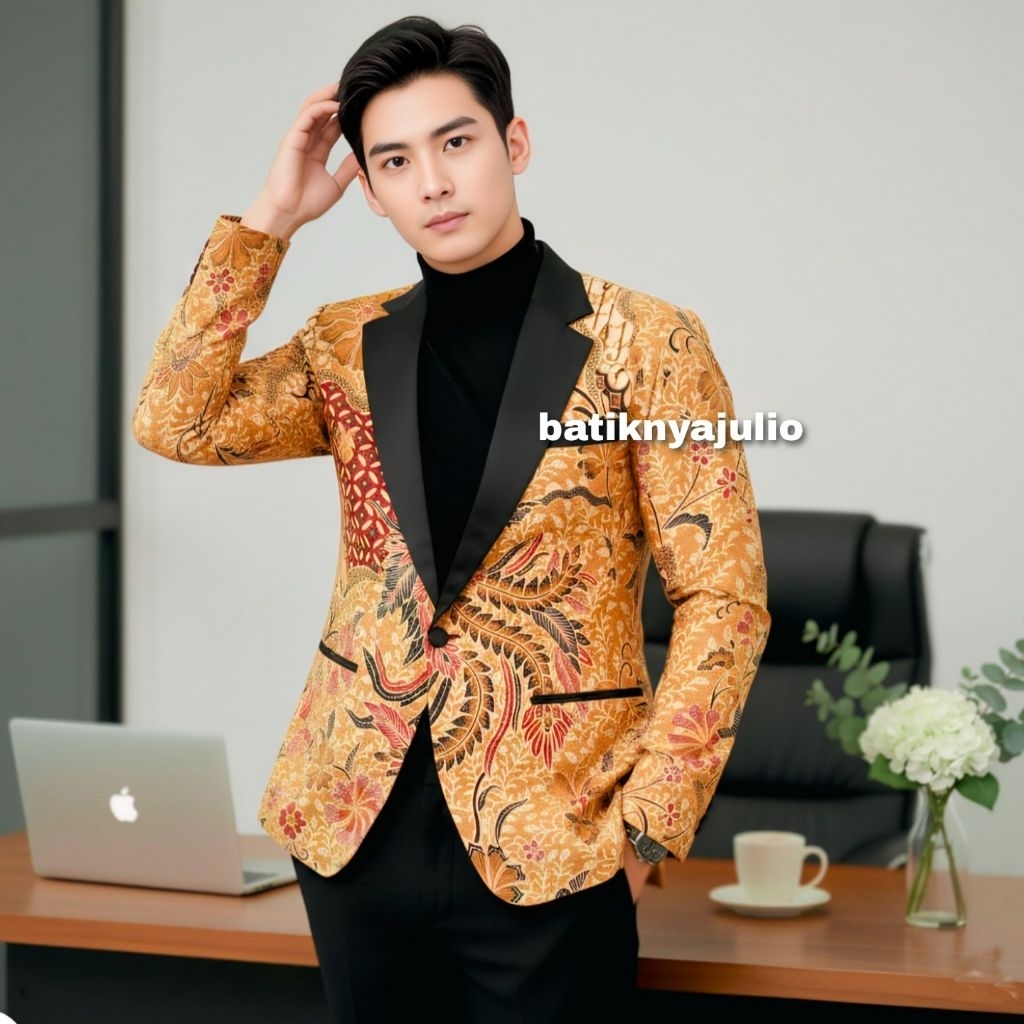 Jual jas batik pria blazer batik premium batiknyajulio limited edition ...