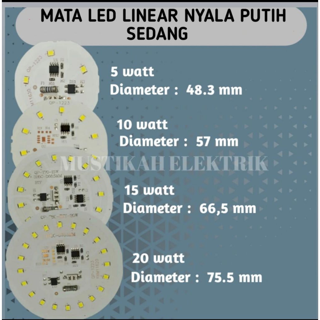 Jual DIY MATA LED 5WATT||10WATT||15WATT||20WATT LINEAR NYALA PUTIH ...