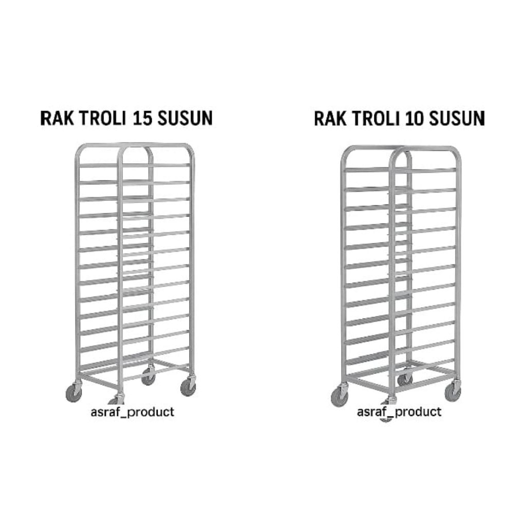 Jual rak troly 15 susun Stainles loyang 60*40-rak bakery industri/rak ...