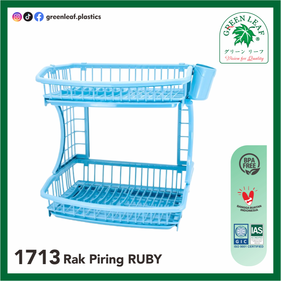 Jual Green Leaf RUBY Dish Rack with 2 Tray & Pocket / Rak Piring (1713 ...
