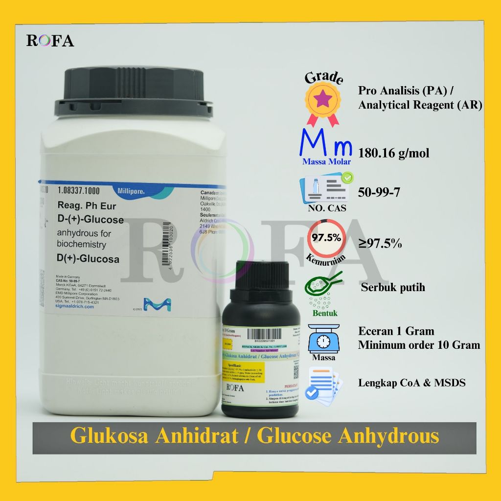 Jual Glukosa Anhidrat / Glucose Anhydrous / C6H12O6 Pro Analisis Eceran ...