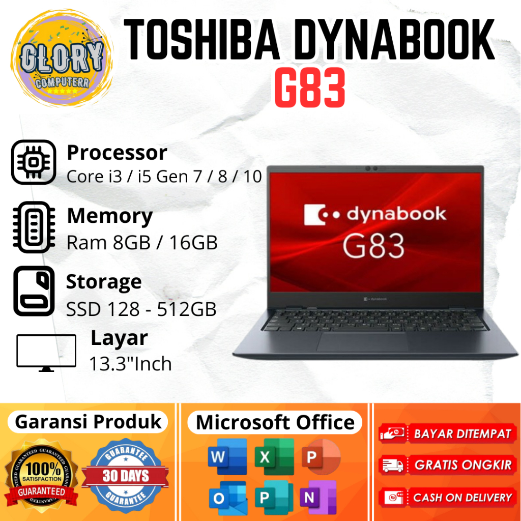 Jual Toshiba Dynabook G83 Core i3 / i5 Gen 7 / 8 / 10 Ram 8GB