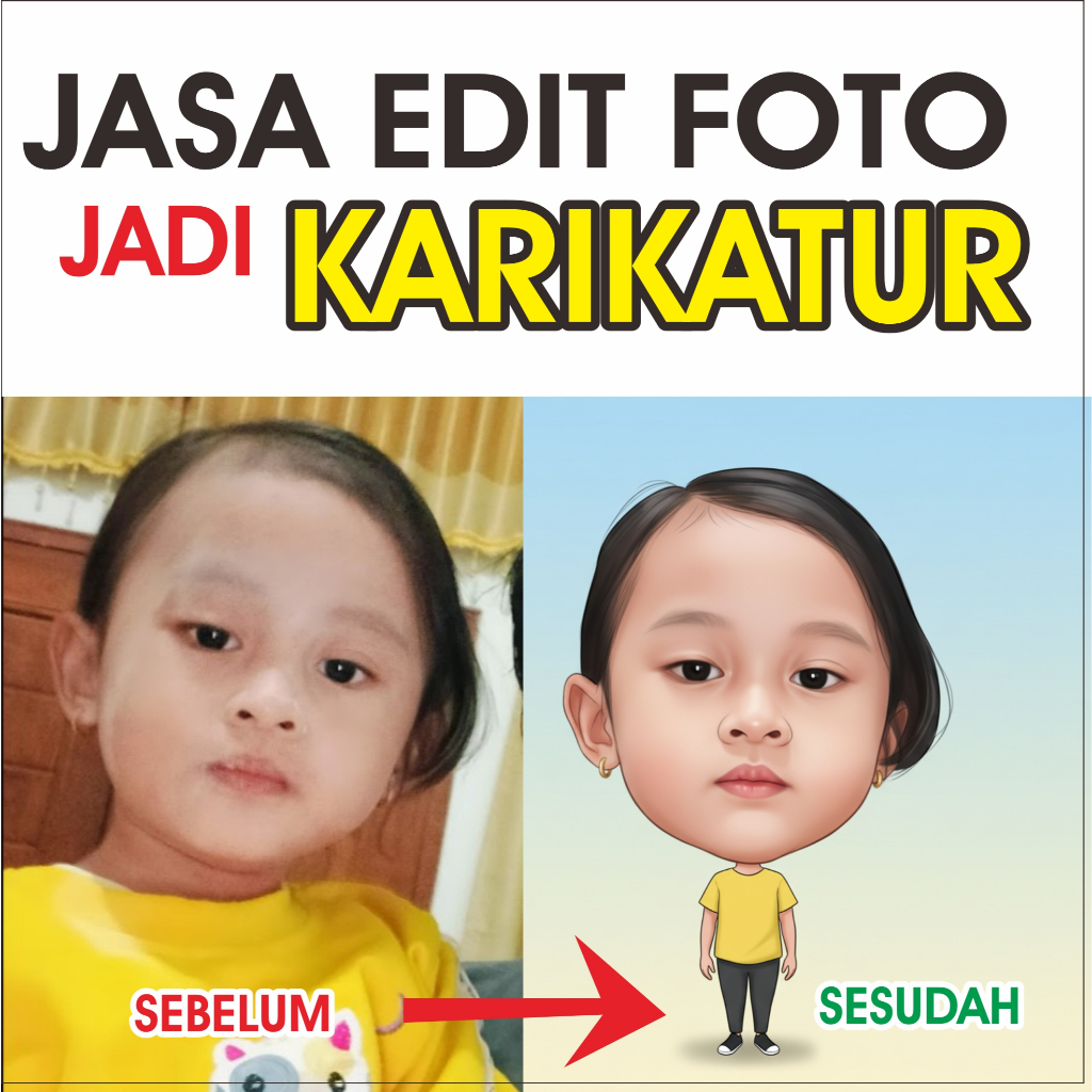 Jasa Edit Bingkai Wajah Karikatur Custom Untuk Hadiah Tahun Ulang Wisuda Foto Kado Proses Cepat