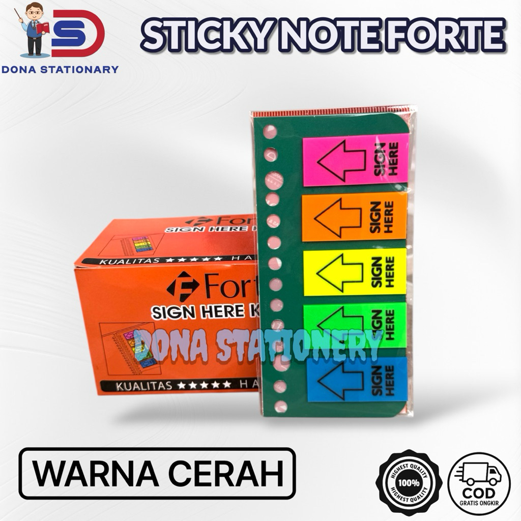 Jual FORTE STICKY NOTE / Pembatas Kertas / Sign Here | Shopee Indonesia