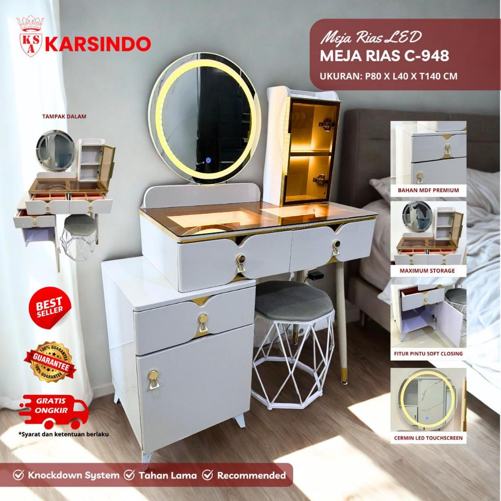 Jual KARSINDO Meja Rias LED Touchscreen 3 Warna Meja Rias Minimalis ...