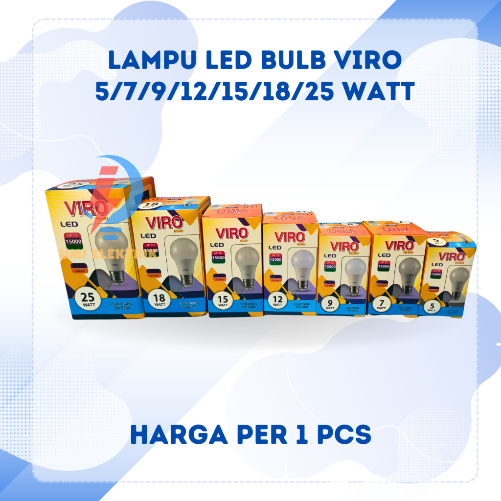 Jual Lampu LED BULB VIRO 5/7/9/12/15/18/25 Watt Kualitas Premium SNI ...