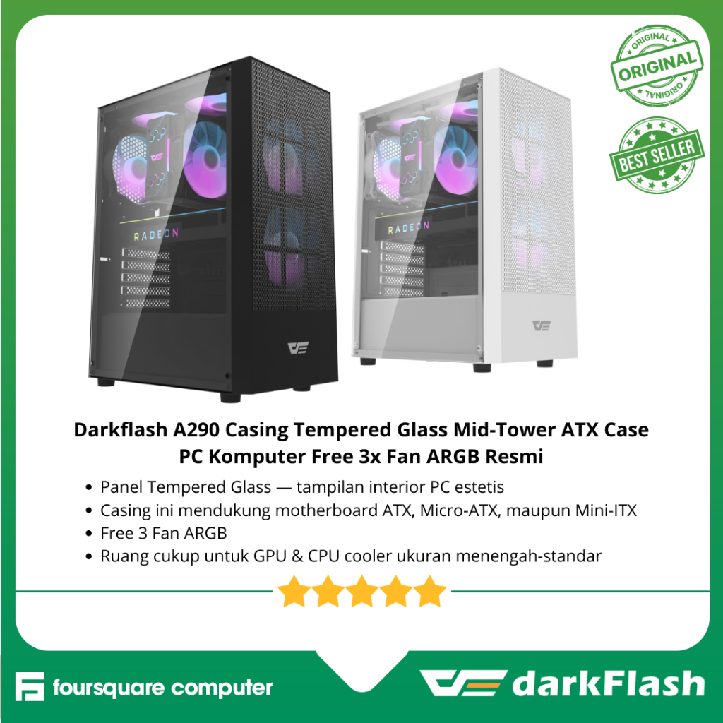Jual Darkflash A290 Casing Tempered Glass Mid-Tower ATX Case PC ...