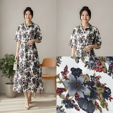 GG DRESS YURI MIDI DRESS Button Gaun Wanita Gaun Casual Busui Friendly