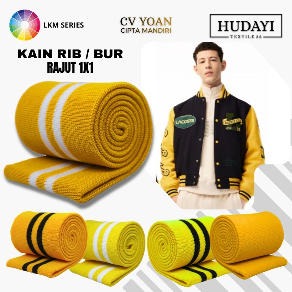 Jual Kain Rib Polyester Motif Strip Salur Aksesoris Bahan Jaket Per 10 ...