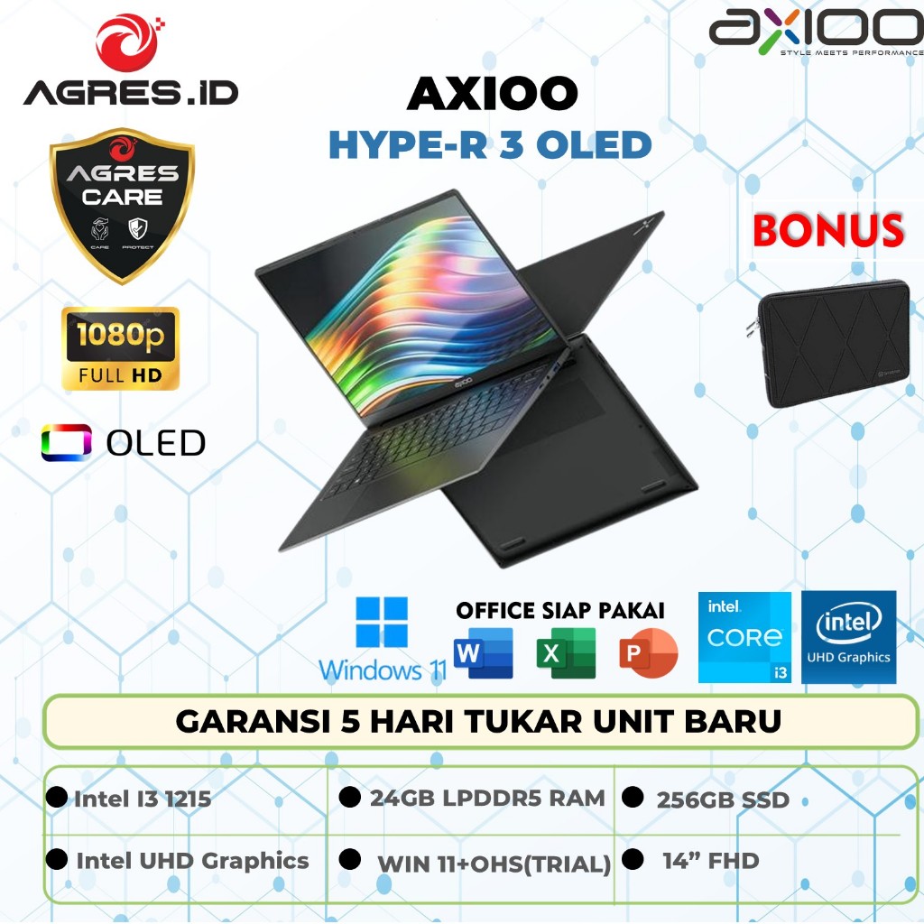 Jual Axioo Hype R3 OLED I3 1215 Ram 24Gb Ssd 256Gb W11 14.0FHD Black ...