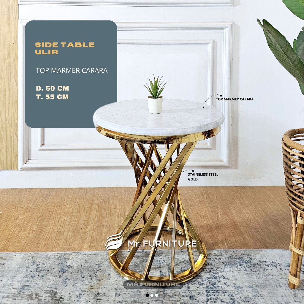 Jual side table ulir marmer carrara D 50 T 55 cm | Shopee Indonesia