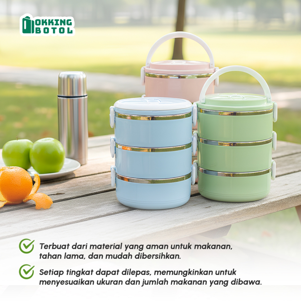 Jual Rantang Polos 3 Susun Elegan Lunch Box Tempat Bekel Wadah Bekal ...