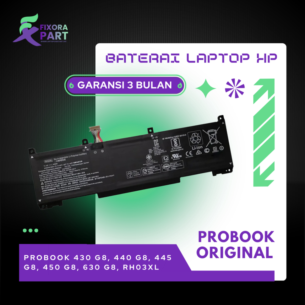 45Wh RH03XL Batterij Voor HP ProBook 430/440/445/450 G8, 630/640/650 G8, ZHAN 66 – Vervangende Accu 11.4V