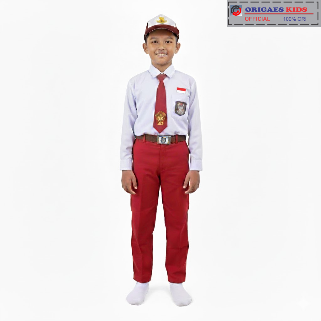 Jual ORIGAES KIDS - Setelan sekolah putih merah SD laki panjang celana ...