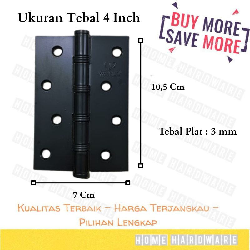 Jual Engsel TEBAL Hitam 4 Inch PER PCS / Engsel Pintu Jendela Rumah ...