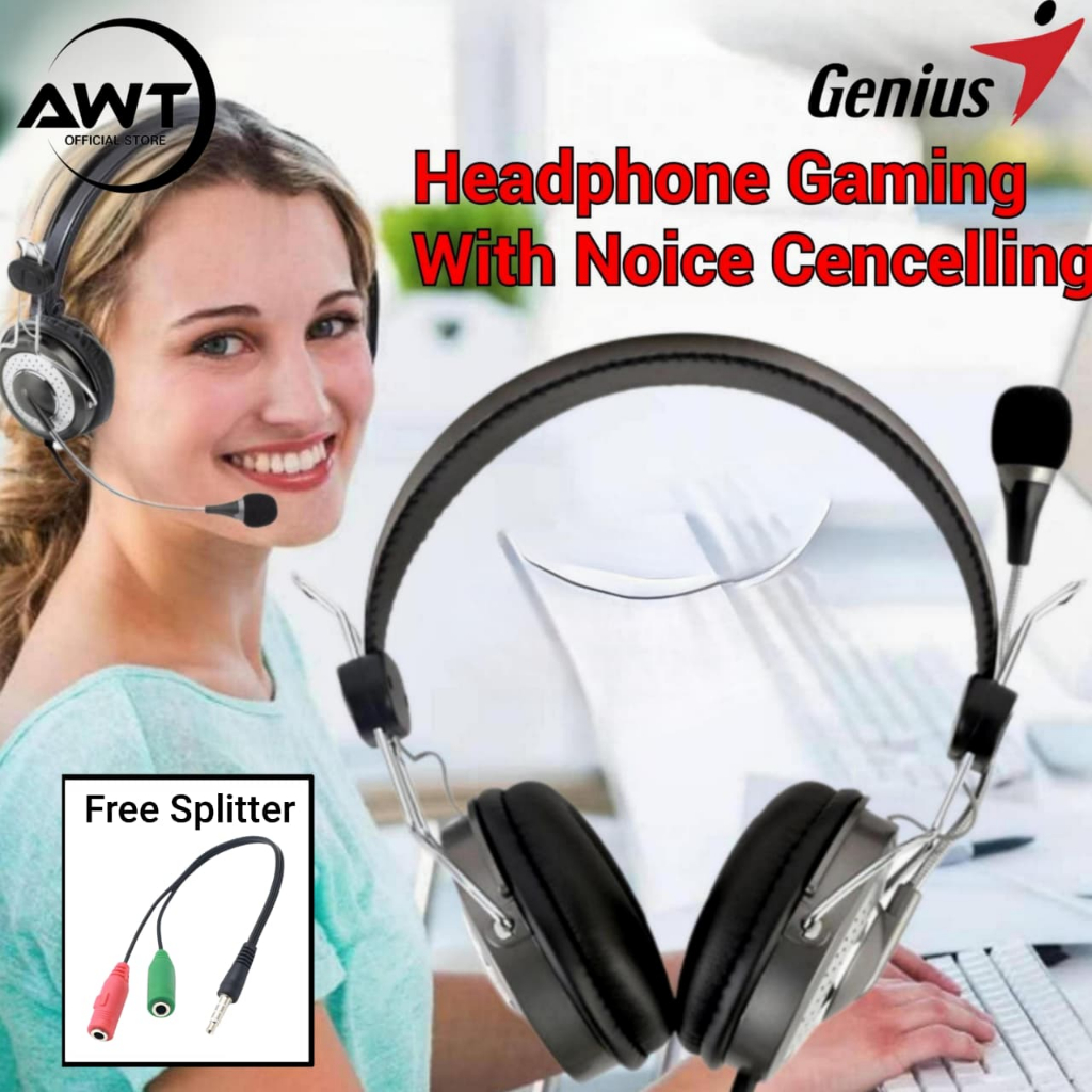 Jual AWT Headset Headphone Earphone Gaming Genius Microphone Stereo ...