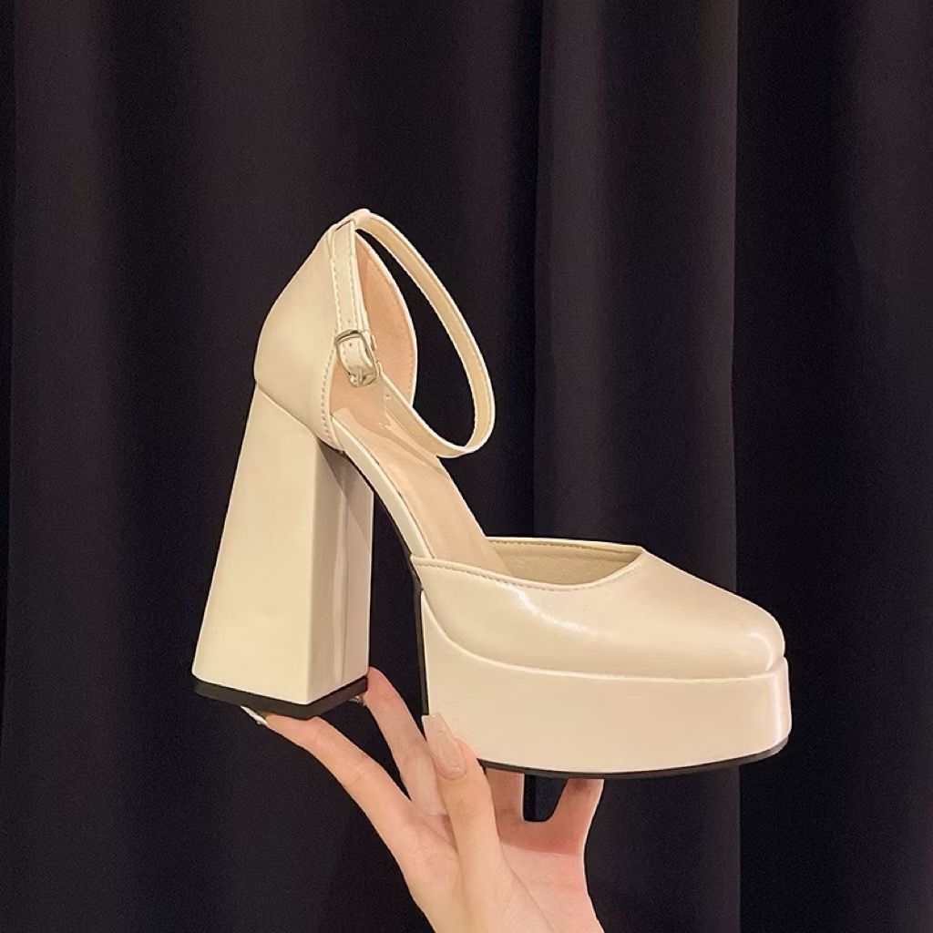 Jual Sepatu Hak Platform Tinggi Wanita High Block Heels Tebal Ankle ...