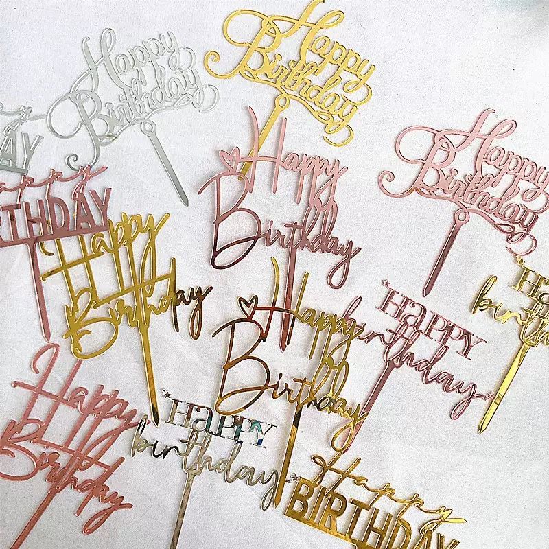Jual FLOWERSUPPLY - CAKE TOPPER AKRILIK UCAPAN HAPPY BIRTHDAY DENGAN ...