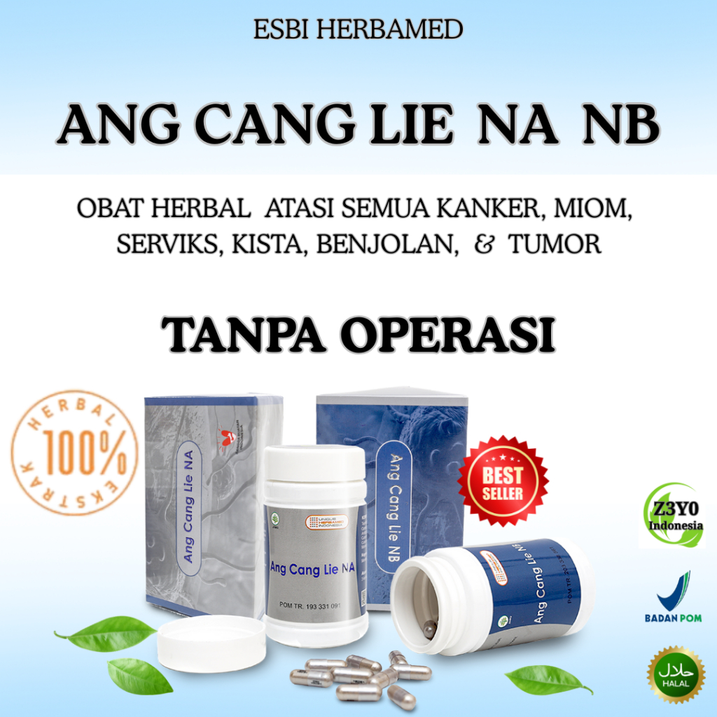Obat Herbal Atasi Semua Kanker | Lipoma/Benjolan | Serviks | Miom | Tumor | Kista | ANG CANG LIE | BPOM | 100% Original alami | HALAL | 50 KAPSUL