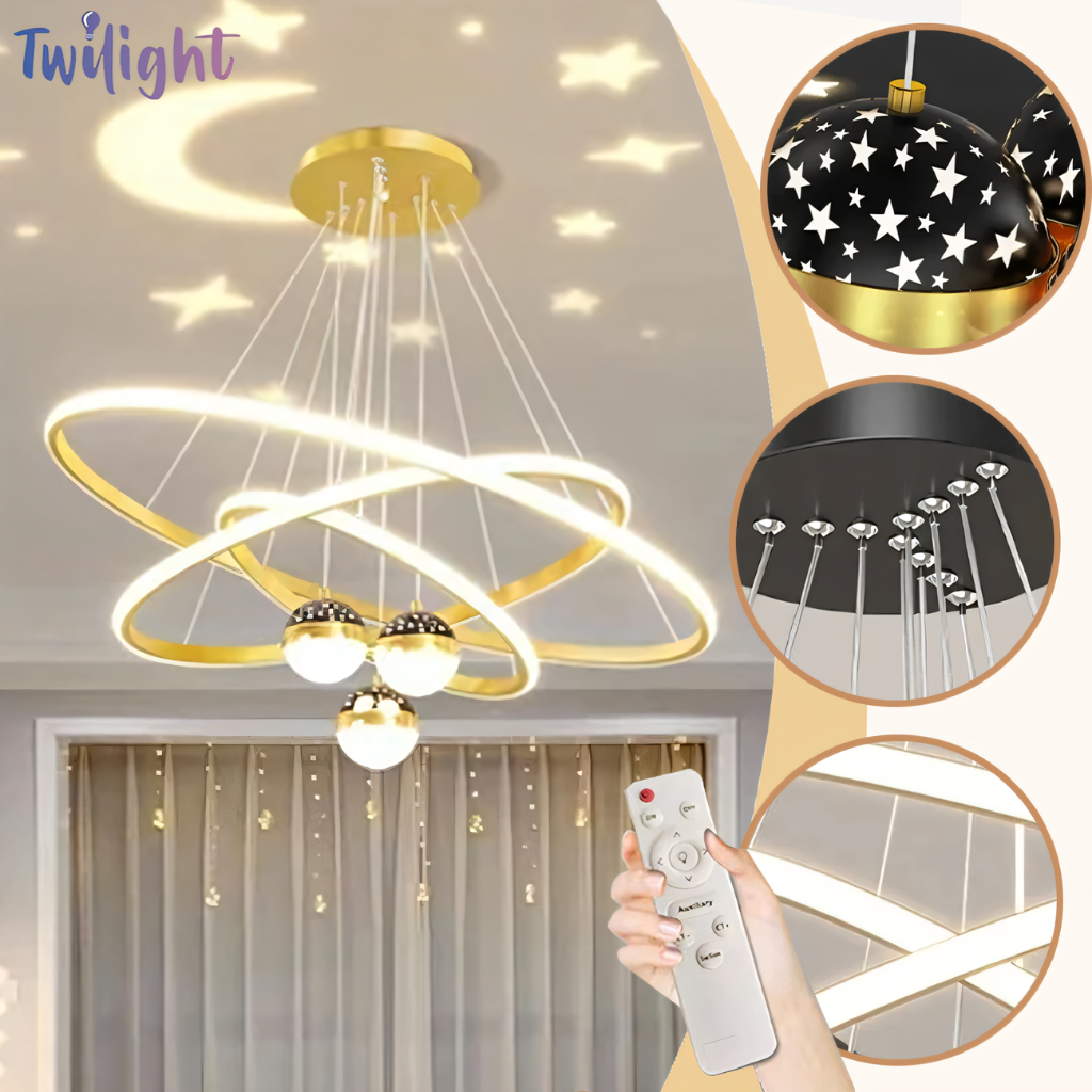 Jual Lampu Gantung LED Modern Gold 60W Dengan Remote Tricolor Infinity ...