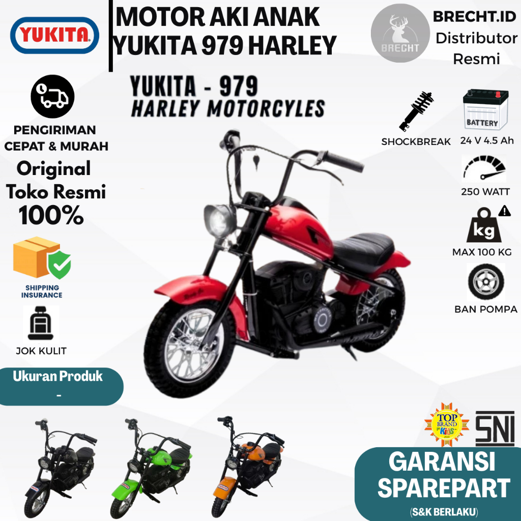 Motor Listrik Electric Bike Anak Harley Listrik Yukita 979 Model Harley 250 Watt dan Model RX KING
