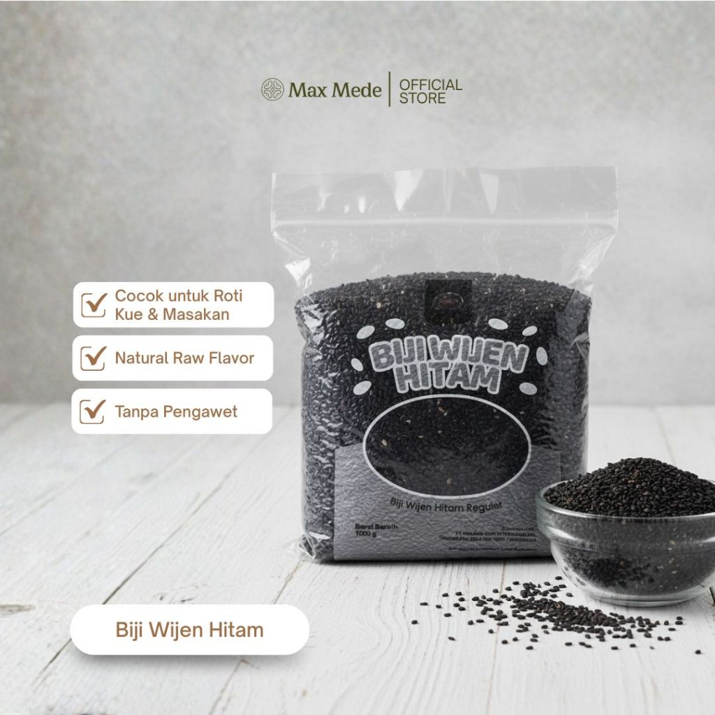 Jual Max Mede - Wijen Hitam Mentah Black Sesame Seed 1Kg | Shopee Indonesia