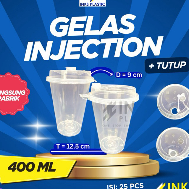 Jual GELAS INJECTION 400 ML BENING CUP PP 400ML + TUTUP | Shopee Indonesia