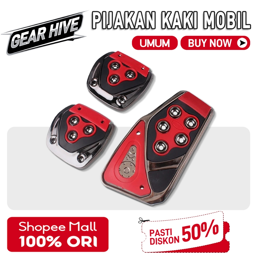 Gear Hive Cover Pedal Mobil Set Injak Kaki Mobil Universal Manual Anti Slip Berkualitas