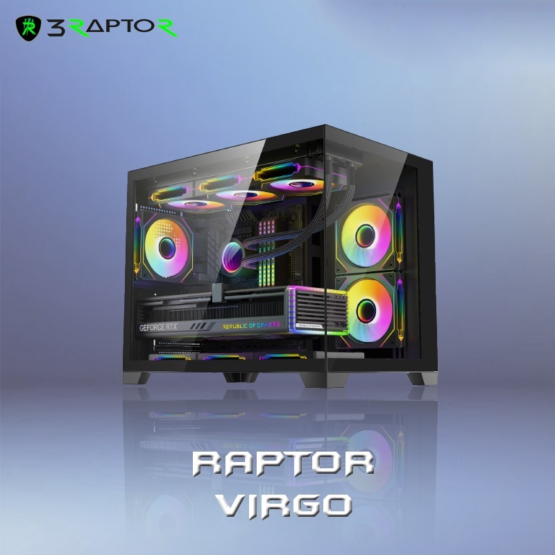 Jual Raptor VIRGO Gaming Case – Tempered Glass, 3 RGB Fan Included, USB ...