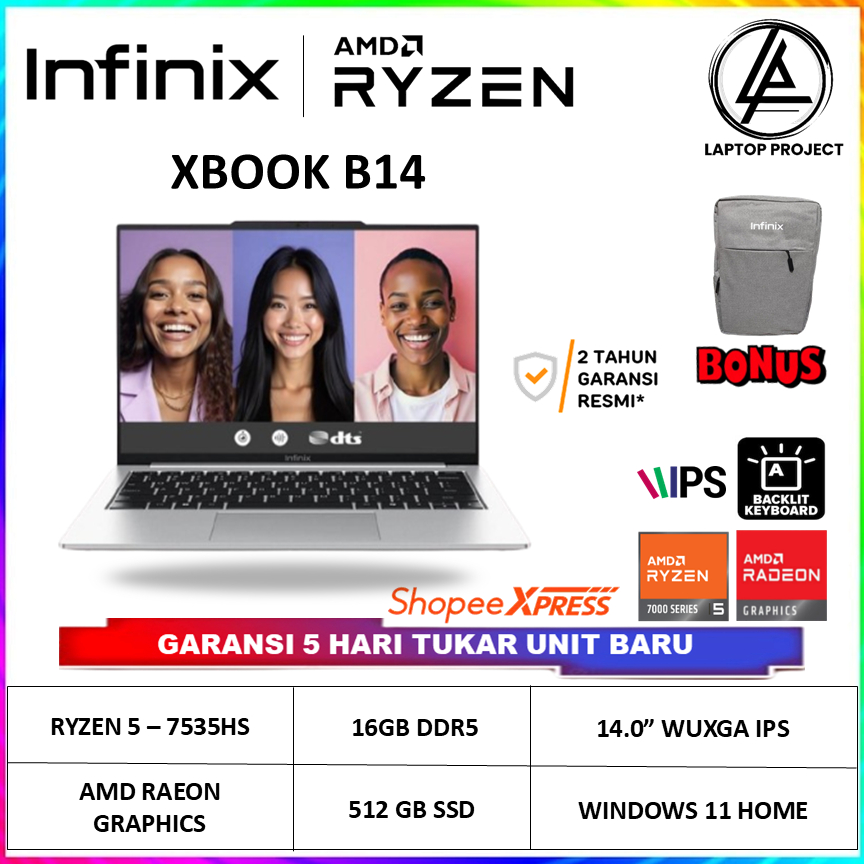 Jual INFINIX XBOOK B14 Ryzen 5 7535HS Ram 16GB SSD 512GB 14 WUXGA IPS ...