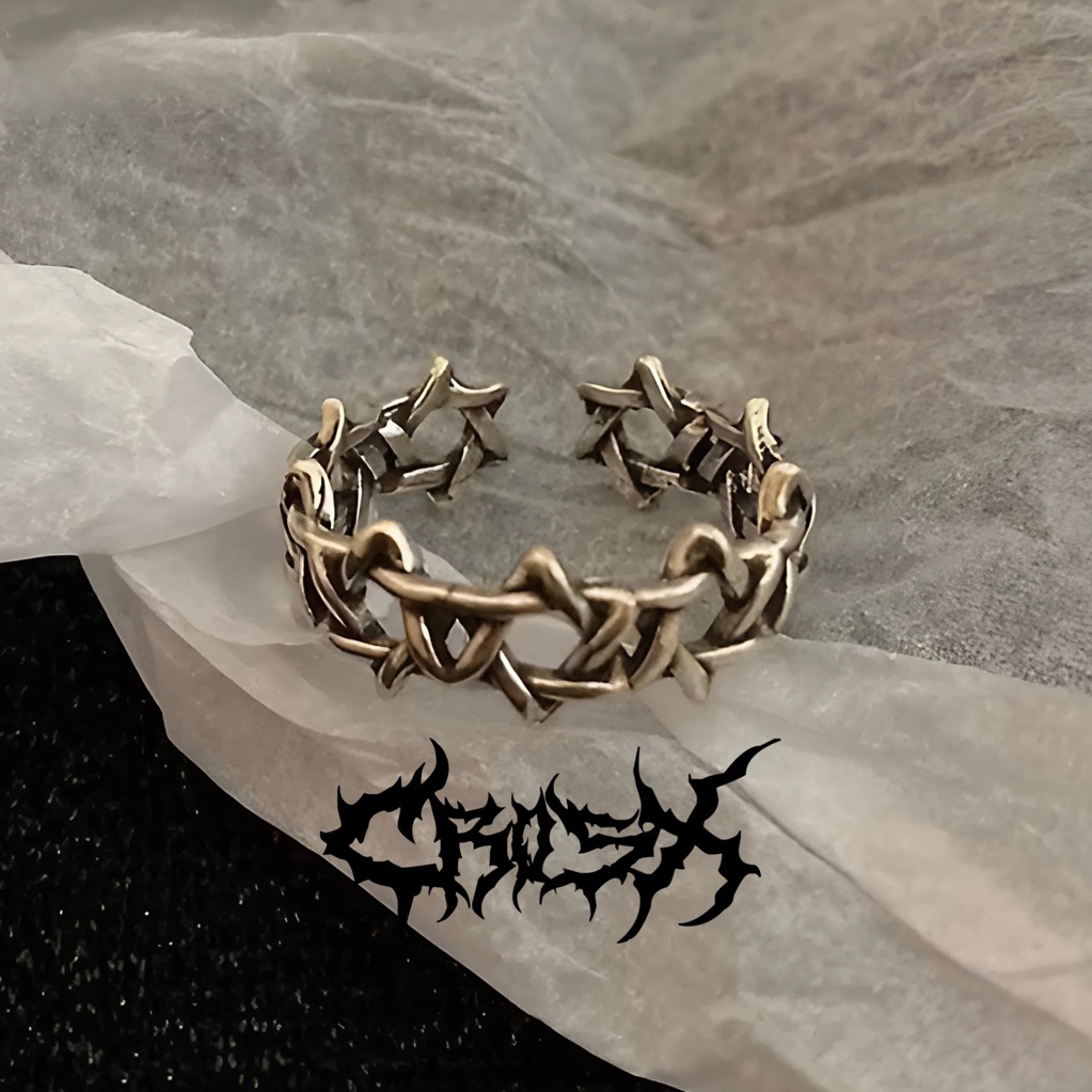Jual RATS RING / HEXAGRAM CINCIN TENGKORAK CINCIN HITAM SILVER / CROSS ...