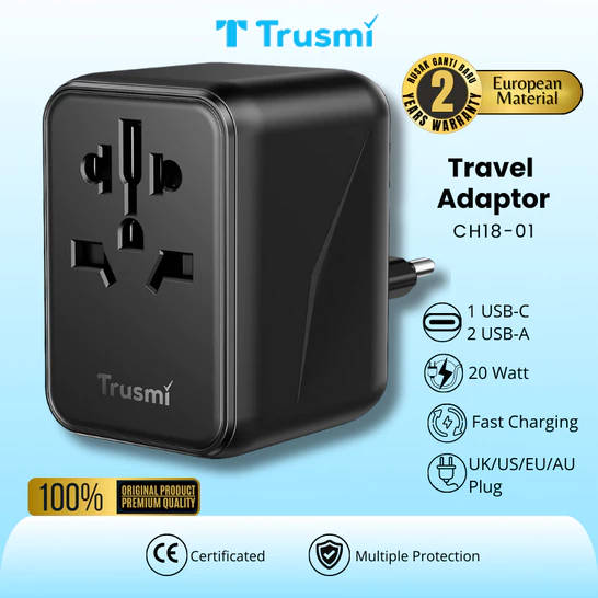 Travel Adaptor 20W (1C2A) UK/US/EU/AU