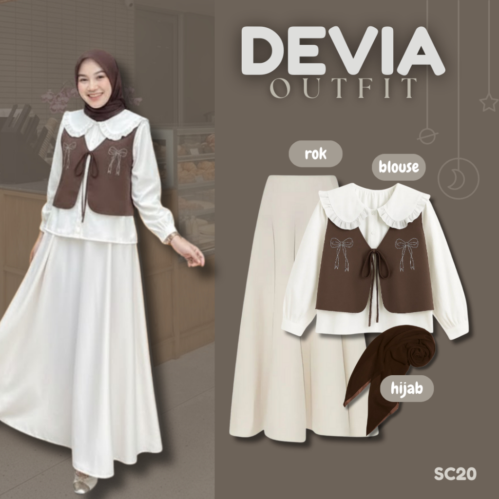 Jual 3in1 Outfit One Set Wanita Elegan Choco (Blouse Sailor, Rok Joda ...