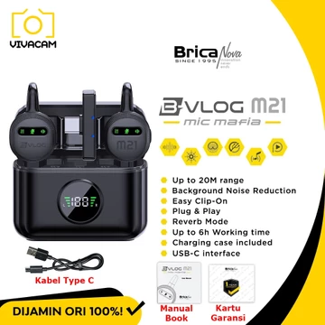 Brica B VLOG M1S M1D M2 M3 M4 M5 Dual Wireless Microphone Clip On Mic Vlog With Charging Case
