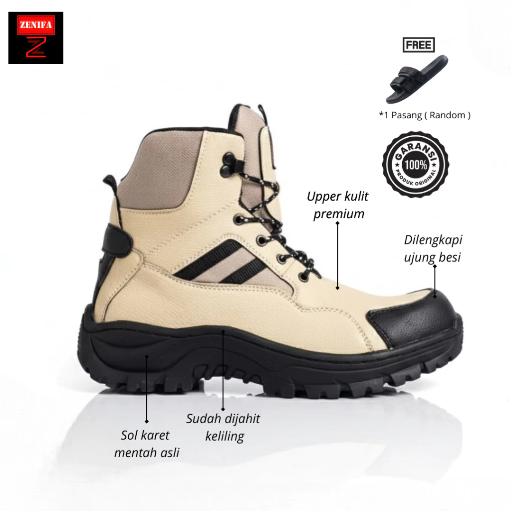 Zenifa Sepatu Pria Boots Safety Kulit Slide 4