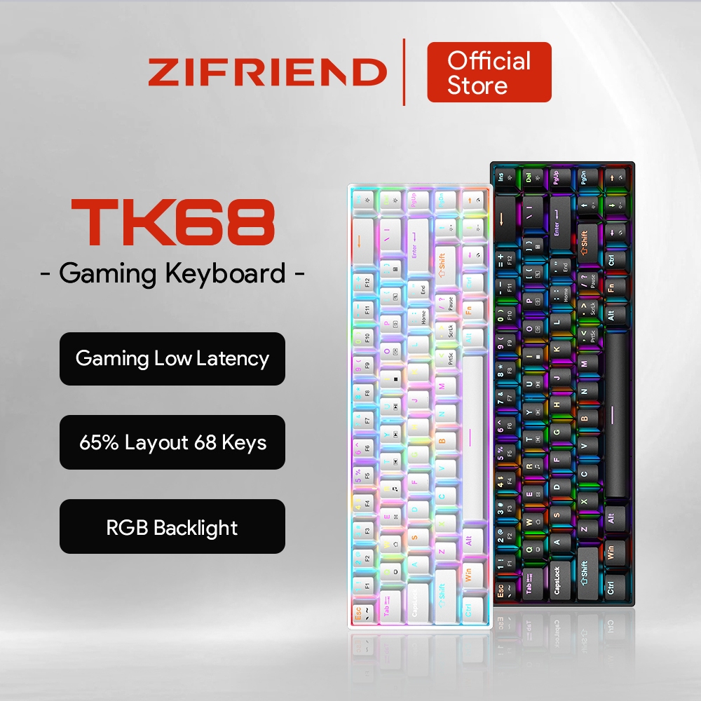 Jual ZIFRIEND TK68 RGB Backlit Mechanical Keyboard Hotswap Wired Blue ...
