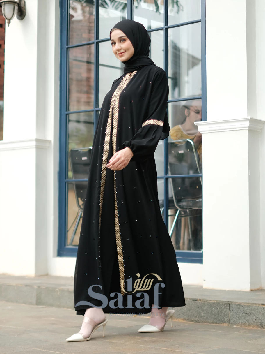 gamis harian adem dan nyaman abaya hitam untuk aktivitas muslimah